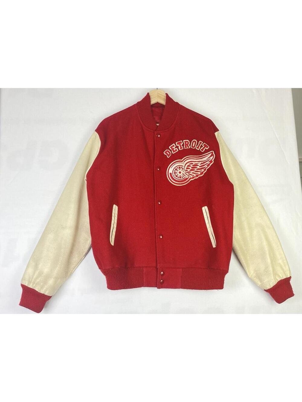 Vintage 80s Chalk Line (?) Detroit Red Wings Wool Varsity Jacket Sz M/L